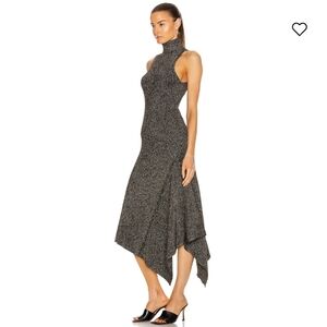 A.L.C. Metallic NWOT Black, Warm Gold Parker Rib Knit Stretch Bodycon Dress M